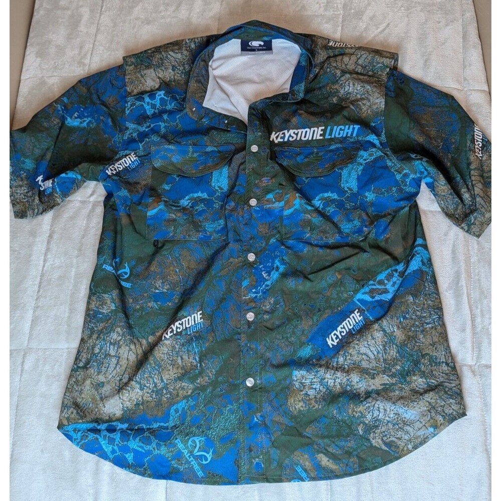 Keystone Light Realtree G&G Outfitters  Vented Fishing Button up Shirt Men's  L